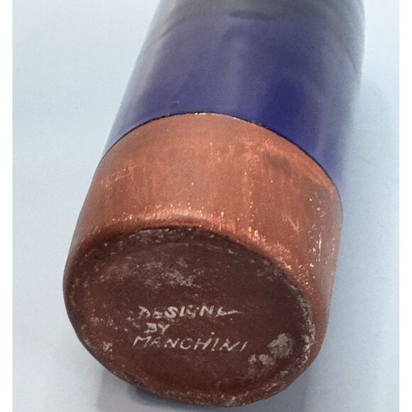 MCM Designer Vase By Sablo Machini 8.25" Tall Blue & Slag Clay Bottom - Picture 5 of 6